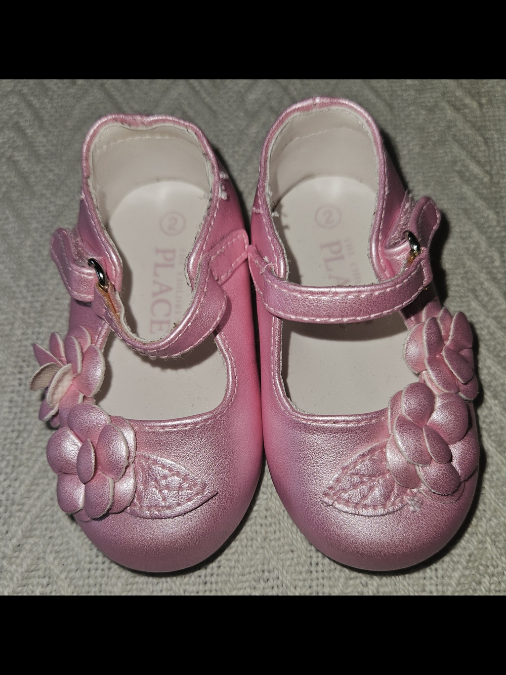 The Children's Place Shimmer Pink Floral Mary Jane Shoes